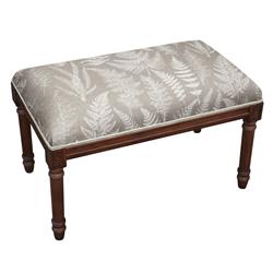 Picture of 123 Creations BC110XXLT Taupe Fern Upholstered Wooden Bench&#44; Wood Stain