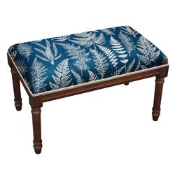Picture of 123 Creations BC110XXNY Blue Fern Upholstered Wooden Bench&#44; Wood Stain