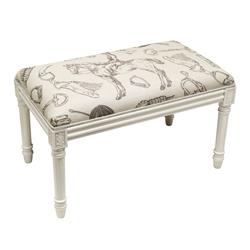 Picture of 123 Creations WBC059XXGY Equestrian Upholstered Wooden Bench&#44; Antique White