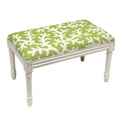 Picture of 123 Creations WBC068XXCH Chartreuse Coral Upholstered Wooden Bench&#44; Antique White