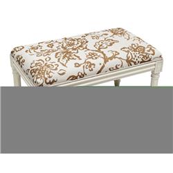 Picture of 123 Creations WBC095XXCA Caramel Toile Upholstered Wooden Bench, Antique White