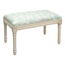 Picture of 123 Creations WBC130XXAQ Aqua Cathay Upholstered Wooden Bench&#44; Antique White