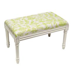 Picture of 123 Creations WBC130XXCH Chartreuse Cathay Upholstered Wooden Bench&#44; Antique White