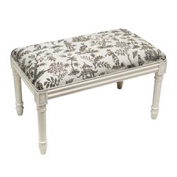 Picture of 123 Creations WBC130XXGY Grey Cathay Upholstered Wooden Bench, Antique White