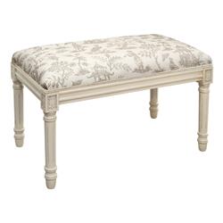 Picture of 123 Creations WBC130XXLT Taupe Cathay Upholstered Wooden Bench&#44; Antique White