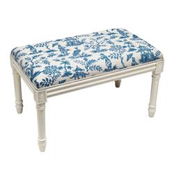 Picture of 123 Creations WBC130XXNY Navy Cathay Upholstered Wooden Bench&#44; Antique White