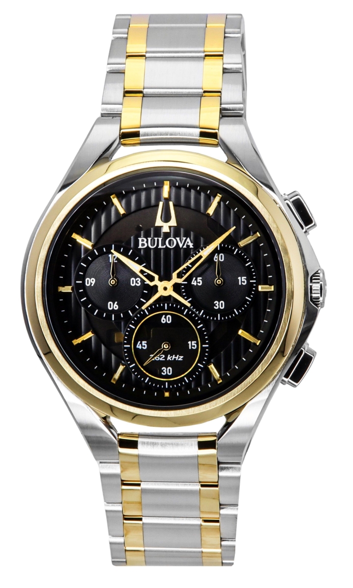 Picture of Bulova 98A301 Mens Curve Chronograph Two Tone Stainless Steel Black Dial Quartz Watch