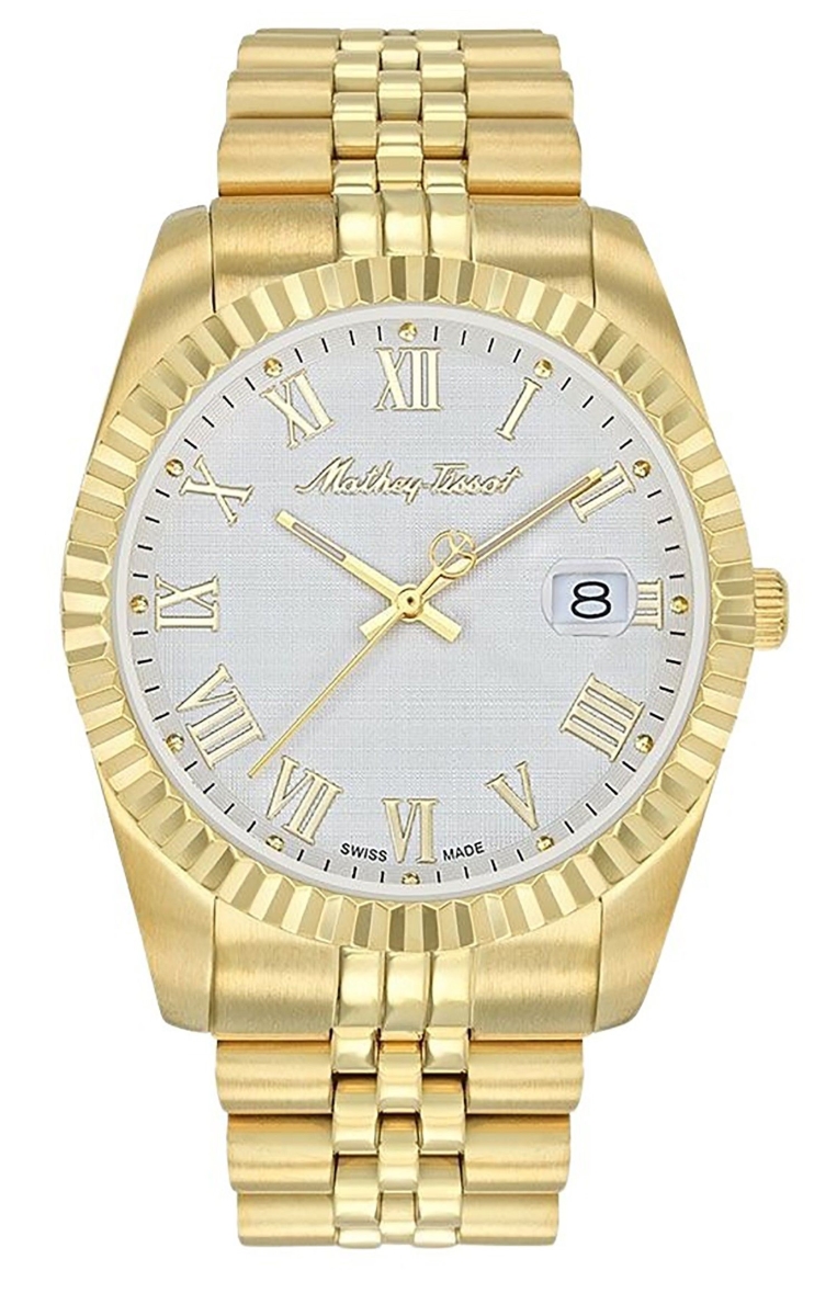Picture of Mathey-Tissot H810PBRI.-.MT Mens Mathy III Roman Gold Tone Stainless Steel White Dial Quartz Watch