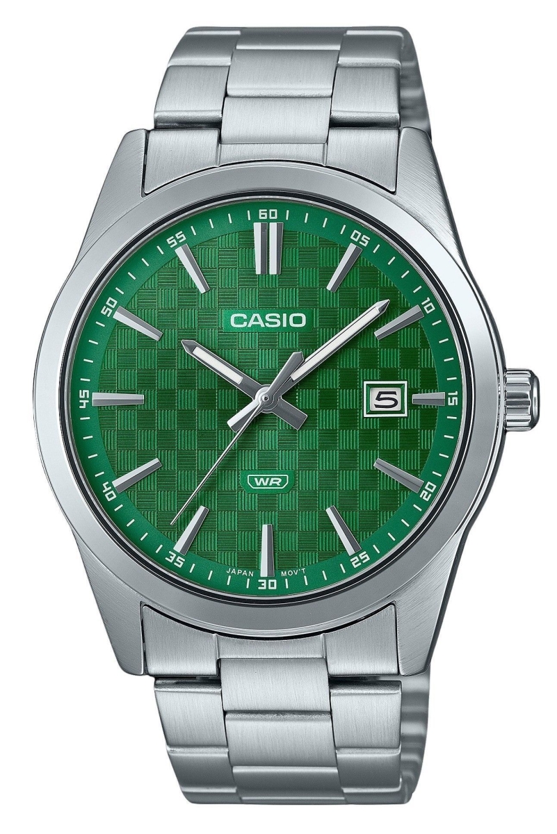MTPVD03D3A1 Standard Analog Stainless Steel Green Dial Quartz Mens Watch
