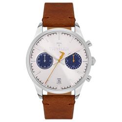 T-Genus Chronograph Silver Dial Leather Strap Quartz Men Watch, White -  Juguete, JU3443732