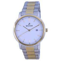 50243CBN101 40 mm White Dial Two Tone Stainless Steel Quartz Men Casual Watch, Blue -  Westar