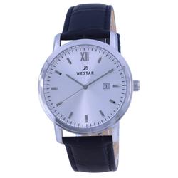 Picture of Westar 50244STN107 White Dial Leather Strap Quartz Men Watch, White