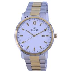 50245CBN101 8 mm White Dial Two Tone Stainless Steel Quartz Men Casual Watch, White -  Westar