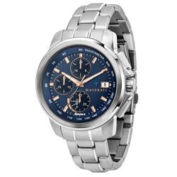 R8873645004- Successo Chronograph Blue Dial Stainless Steel Solar Men Watch, White -  Maserati