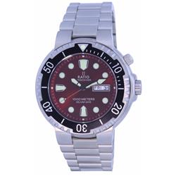 Picture of Ratio 1050HA93-02V-RED 1000 m Mens Diver Dial Stainless Steel Quartz Watch&#44; Red & Black