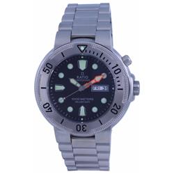 Picture of Ratio 1050MD93-02V-BLK 1000 m Mens Diver Dial Stainless Steel Quartz Watch&#44; Black & Blue