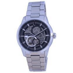 Picture of Bulova 96A208 Classic Skeleton Black Dial Stainless Steel Automatic Watch for Mens&#44; Blue - Size Adult