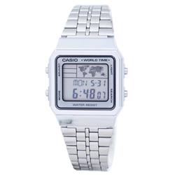 Picture of Casio A500WA-7DF Alarm World Time Digital Mens Watch&#44; White