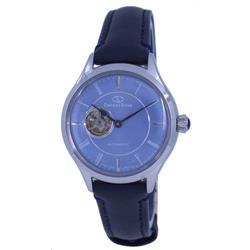 RE-ND0012L00B Star Open Heart Analog Blue Dial Automatic Womens Watch, Black -  Orient