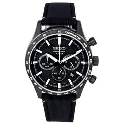 SSB417P1 Urban Sports Chronograph Nylon Strap Black Dial Quartz 100M Men Watch for Adult - Black -  Seiko