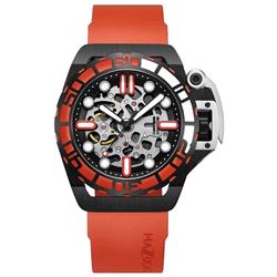 Rim Sub Orange & Black Skeleton Dial Automatic Dive 100M Men Watch for Adult - Blue -  Roca, RO3442902