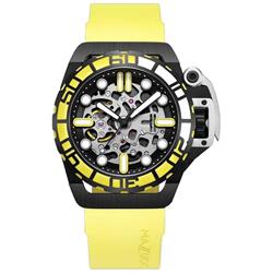 Rim Sub Yellow & Black Skeleton Dial Automatic Dive 100M Men Watch for Adult - White -  Roca, RO3440659