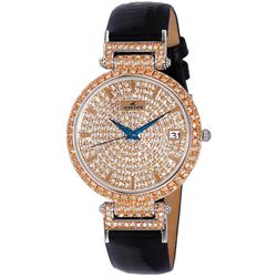 Picture of Adee Kaye AK2529-MRG.-.NS Embellish Collection Crystal Accents Pave Dial Quartz Womens Watch, White