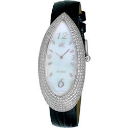Picture of Adee Kaye AK2527-L.-.NS Pear Collection Crystal Accents Mother of Pearl Dial Quartz Womens Watch&#44; Black & White