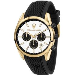 Attrazione Chronograph Silicone Strap White Dial Quartz Mens Watch, Black - Adult -  Curiosidad, CU3292246