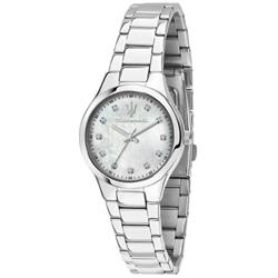 Attrazione Crystal Accents Stainless Steel Mother of Pearl Dial Quartz Womens Watch, Blue - Adult -  Curiosidad, CU3288717