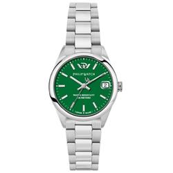 R8253597647- Swiss Made Caribe Urban Stainless Steel Green Dial Quartz 100M Mens Watch, Blue - Adult -  PHILIP WATCH