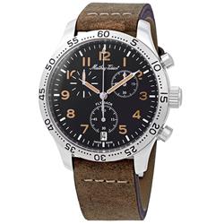 Picture of Mathey-Tissot H1821CHALNO.-.MT Flyback Type 21 Chronograph Leather Strap Black Dial Quartz Mens Watch&#44; Black - Adult