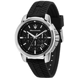 Successo Chronograph Silicone Strap Black Dial Quartz 100M Mens Watch, White - Adult -  Curiosidad, CU3293009