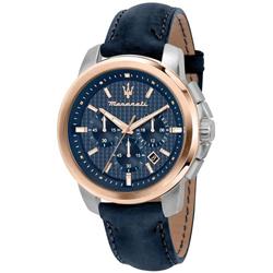 Successo Chronograph Leather Strap Blue Dial Quartz Mens Watch, Black - Adult -  Curiosidad, CU3291659