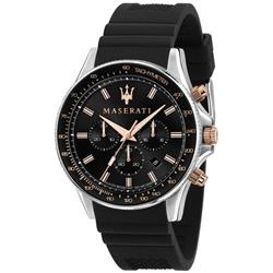 R8871640002 100M Men  Sfida Chronograph Silicone Strap Black Dial Quartz Watch -  Maserati