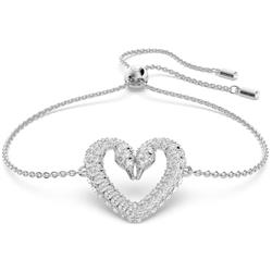 Picture of Swarovski 5625534 Una Rhodium Plated Swan Neck Heart Bracelet with Clear Crystal for Women&#44; Blue - Adult