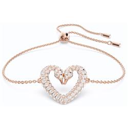 Picture of Swarovski 5628658 Una Rose Gold Tone Swan Neck Heart Bracelet with Clear Crystal for Women&#44; White - Adult