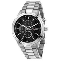 670 Chronograph Stainless Steel Black Dial Quartz Mens Watch, Black - Adult -  Get Noticed, GE3447997