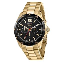 R3273631002- 650 Chronograph Gold Tone Stainless Steel Black Dial Quartz 100M Mens Watch, White - Adult -  Sector