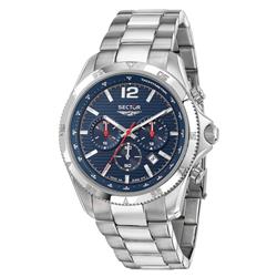 R3273631003- 650 Chronograph Stainless Steel Blue Dial Quartz 100M Mens Watch, Black - Adult -  Sector