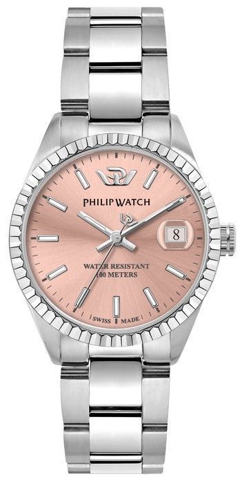 R8253597587- Swiss Made Caribe Urban Stainless Steel Pink Dial Quartz 100 m Women Watch -  Philip & Watch