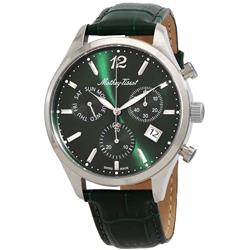 Picture of Mathey-Tissot H411CHALV.-.MT Urban Chronograph Leather Strap Green Dial Quartz Mens Watch&#44; Black - Adult