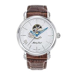 Picture of Mathey-Tissot H7053AI.-.MT Skeleton Leather Strap White Open Heart Dial Automatic Mens Watch&#44; White - Adult