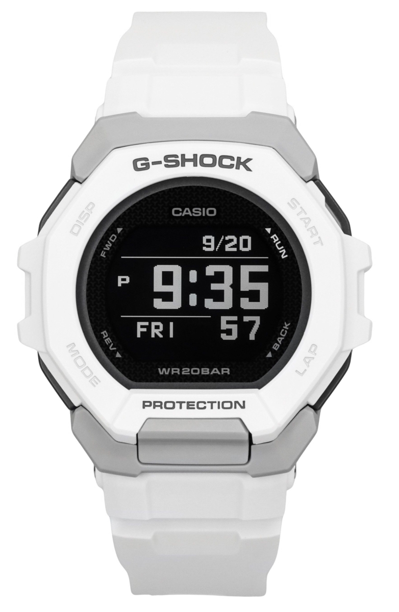 Picture of Casio GBD-300-7 47.40 x 14.90 mm G-Shock G-Squad Digital Smartphone Link White Bio-Based Resin Quartz 200 m Mens Watch