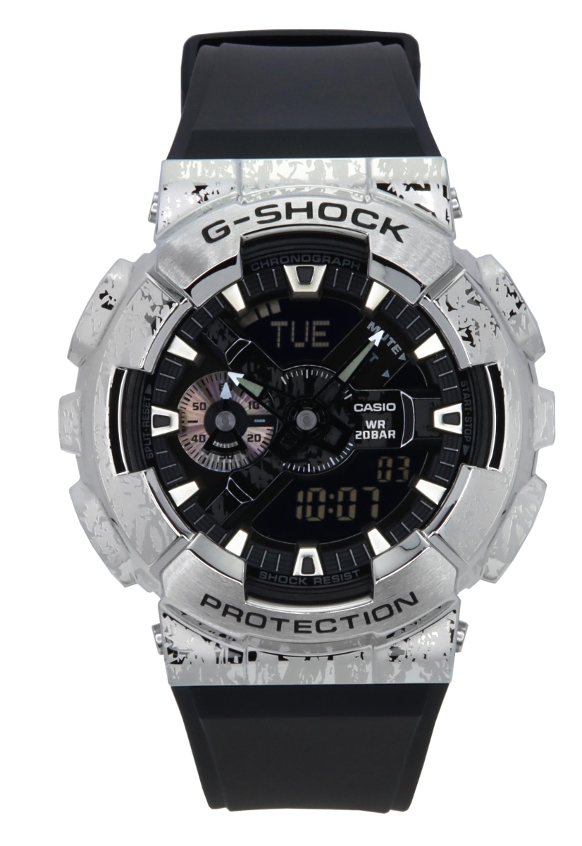 Picture of Casio GM-110GC-1A 48.80 x 16.90 mm G-Shock G-Steel Analog Digital Grunge Camouflage Resin Strap Black Dial Quartz 200 m Mens Watch