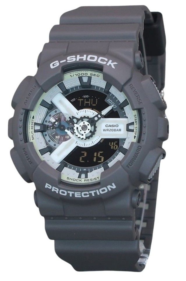 Picture of Casio GA-110HD-8A 51.20 x 16.90 mm G-Shock Hidden Glow Series Analog Digital Resin Strap Gray Dial Quartz 200 m Mens Watch