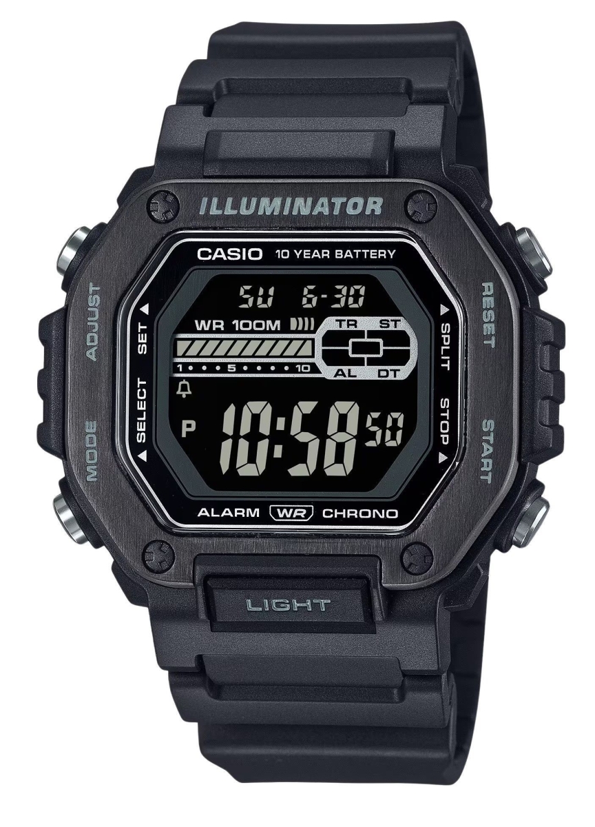 Picture of Casio MWD-110HB-1BV 47.20 x 12.30 mm Standard Digital Black Resin Strap Blue Dial Quartz 100 m Mens Watch