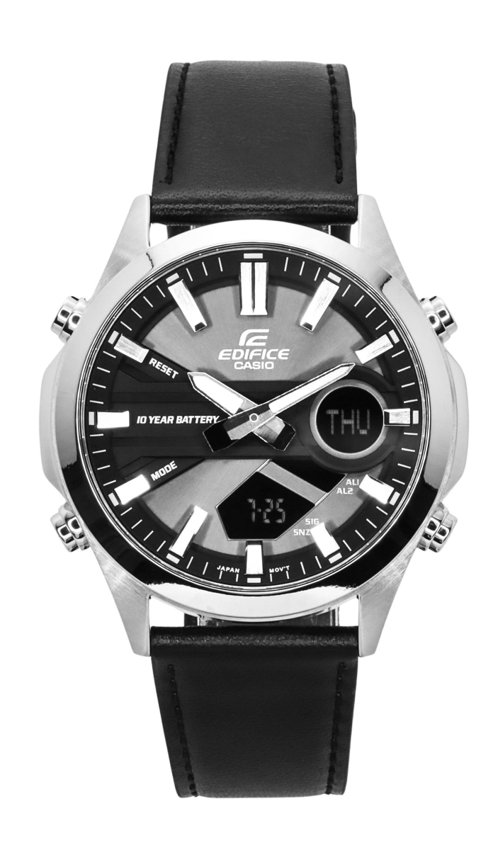 Picture of Casio EFV-C120L-8A 45.5 x 13.70 mm Edifice Analog Digital Leather Strap Gray Dial Quartz 100 m Mens Watch