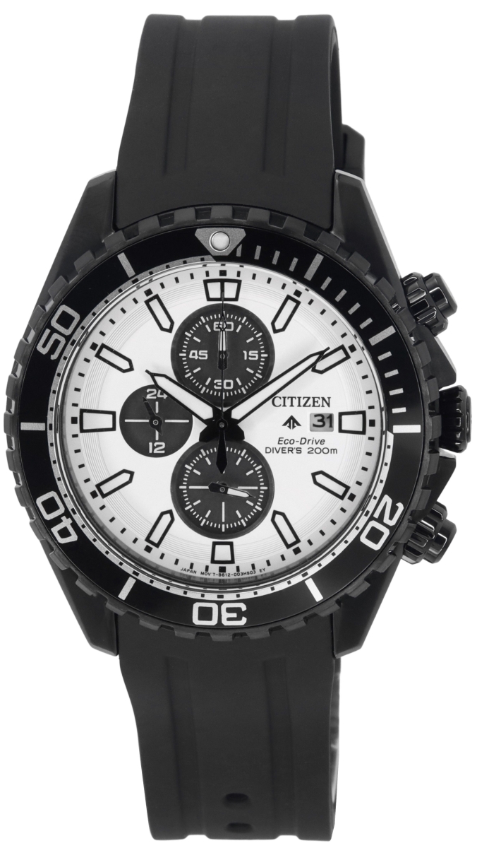 CA0825-05A 44.5 x 13.80 mm Promaster Marine Eco-Drive Chronograph White Dial Divers 200 m Mens Watch -  CITIZEN