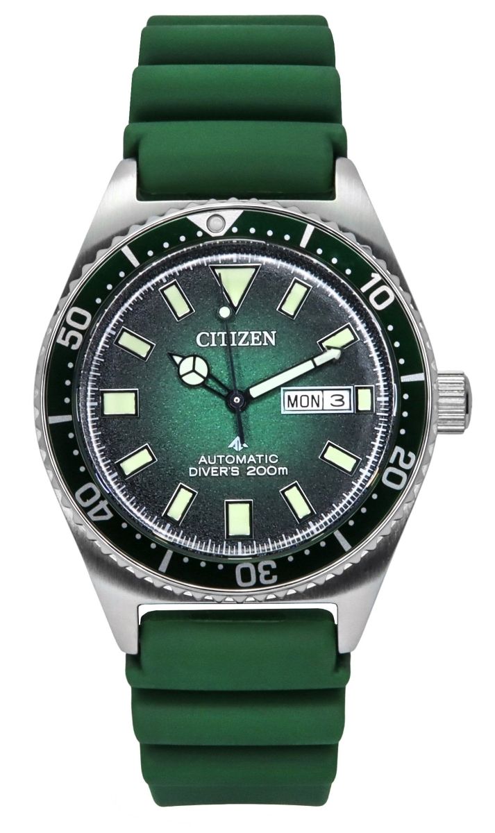 NY0121-09X 41 x 14 mm Promaster Polyurethane Strap Green Dial Automatic Divers 200 m Mens Watch -  CITIZEN